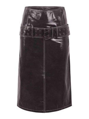 DIESEL: Knee length skirts & Midi - Beltless Patent Leather Midi Skirt