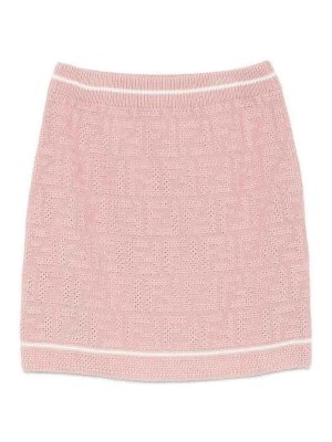 Fendi Jr: mini skirts - Cotton Knit Mini Skirt With Logo