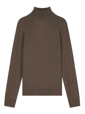 GIORGIO ARMANI: Strickpullover mit Rundhalsausschnitt - Rundhalspullover - Braun