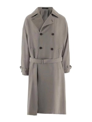 GIORGIO ARMANI: trench coats - Oversized Double-Breasted Trench Coat