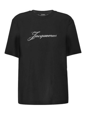 JACQUEMUS: t-shirt - T-shirt in misto cotone con stampa del logo