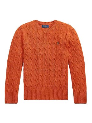 POLO RALPH LAUREN: Strickpullover mit Rundhalsausschnitt - Rundhalspullover - Orange