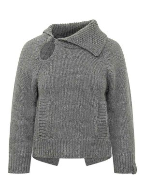 VICTORIA BECKHAM: crew necks - Wool Sweater With Asymmetrical Collar
