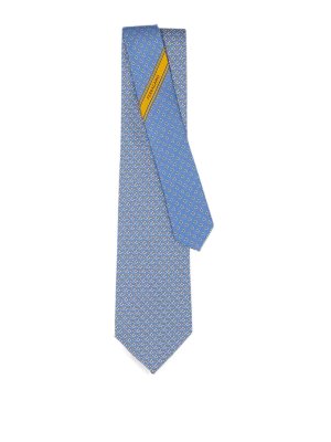 SALVATORE FERRAGAMO: ties & bow ties - Square Gancini Print Silk Tie