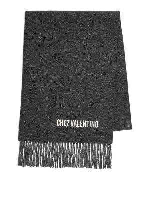 VALENTINO GARAVANI: sciarpe e foulard - Sciarpa di lana con ricamo Vlogo