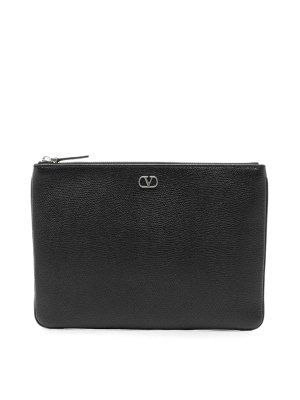 VALENTINO GARAVANI: clutches - Vlogo Signature Grainy Calfskin Pouch