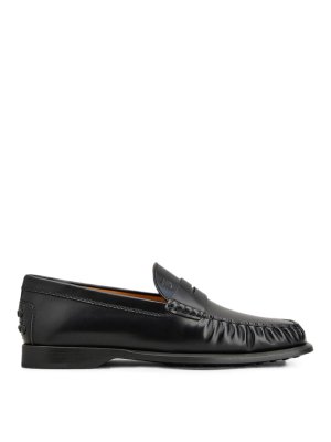 TOD'S: Loafers & Slippers - Gathered Penny Loafers With Rubber Sole