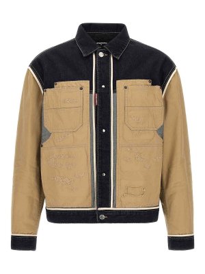 DSQUARED2: denim jacket - Two-Material Denim Jacket