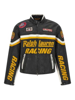 POLO RALPH LAUREN: leather jacket - Leather Biker Jacket With Patch
