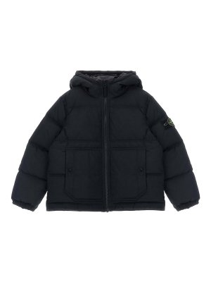 Stone Island Junior: Vestes-rembourrees - Badge Stone Island - Noir