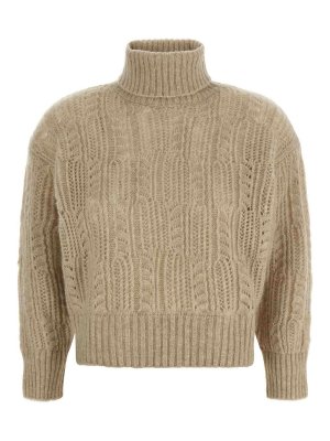AGNONA: crew necks - Openwork Turtleneck Sweater