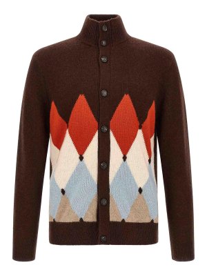 BALLANTYNE: cardigans - Classic Diamond Diamond Intarsia Cardigan