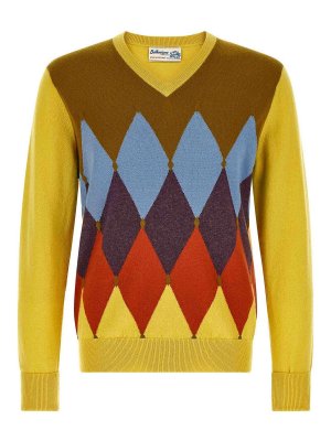 BALLANTYNE: crew necks - Classic Diamond Intarsia Sweater