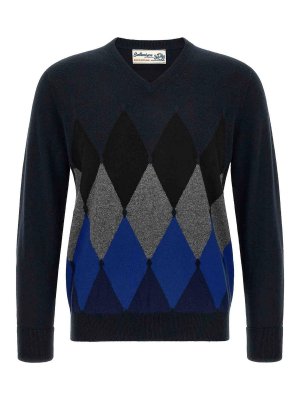 BALLANTYNE: crew necks - Classic Diamond Intarsia Sweater