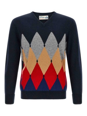 BALLANTYNE: crew necks - Classic Diamond Intarsia Sweater