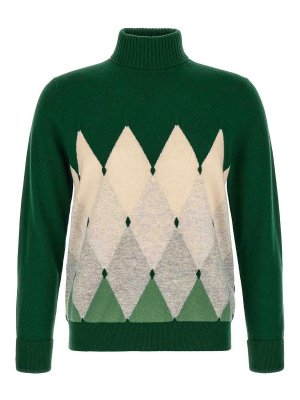 BALLANTYNE: crew necks - Classic Diamond Intarsia Turtleneck Sweater