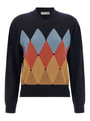 BALLANTYNE: Strickpullover mit V-Ausschnitt - V-Pullover - Blau
