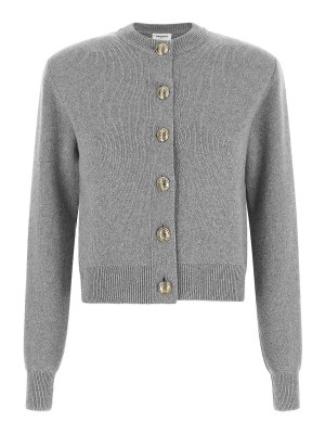 Balmain: cardigan - Cardigan girocollo con bottoni scultorei