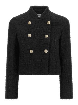 Balmain: blazers - Double-Breasted Tweed Short Jacket