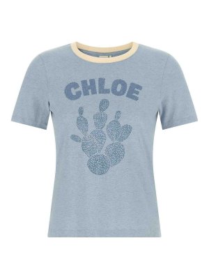 CHLOE': Camisetas - Camiseta - Azul Claro