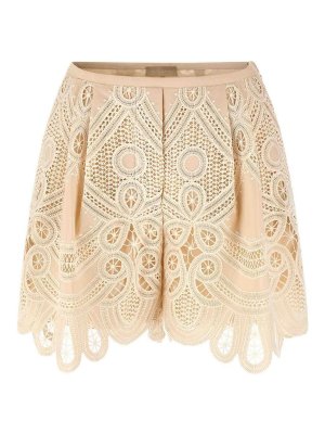 ELIE SAAB: pantaloni shorts - Pantaloncini ricamati in macramè