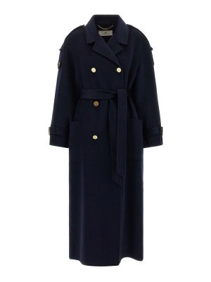 ELISABETTA FRANCHI: cappotti trench - Cappotto doppiopetto con cintura
