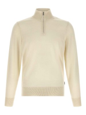 Hugo Boss: Strickpullover mit Rundhalsausschnitt - Rundhalspullover - Beige