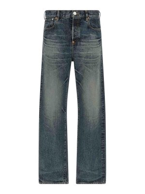 KENZO: straight leg jeans - Boke Flower Button Jeans