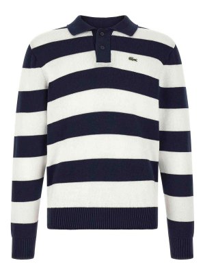 LACOSTE: polo shirts - Striped Pulover With Polo Collar