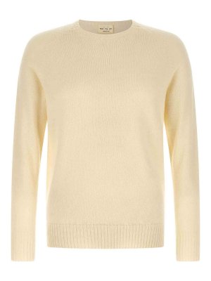 MA'RY'YA: Strickpullover mit Rundhalsausschnitt - Rundhalspullover - Weiß