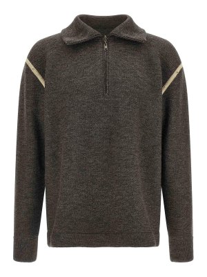 Maison Margiela: Strickpullover mit Rundhalsausschnitt - Rundhalspullover - Grau
