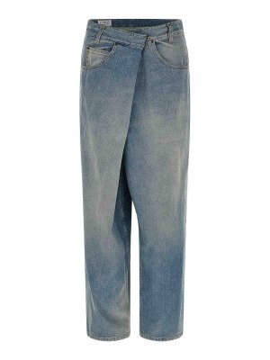 Maison Margiela: straight leg jeans - Wrap Asymmetric Closure Jeans