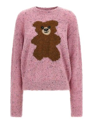 MOSCHINO: Strickpullover mit Rundhalsausschnitt - Rundhalspullover - Rosa