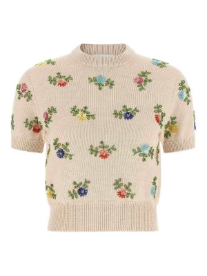 RABANNE: crew necks - Sweater With Beads Embroidery