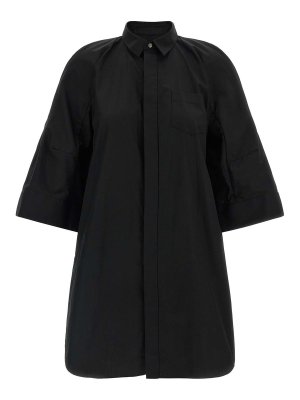 Sacai: abiti al ginocchio - Abito da chemisier con maniche ampie