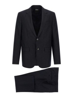 ZEGNA: knee length dresses - Pinstriped Flannel Dress