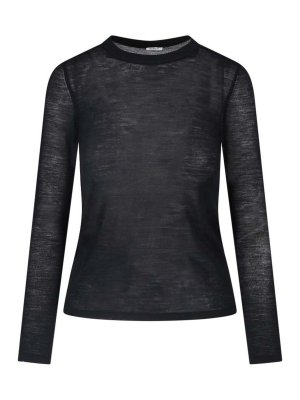 ASPESI: Strickpullover mit Rundhalsausschnitt - Rundhalspullover - Schwarz