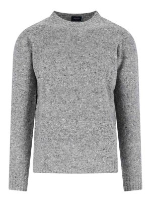 DRUMOHR: Strickpullover mit Rundhalsausschnitt - Rundhalspullover - Grau
