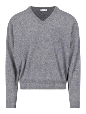 JIL SANDER: Strickpullover mit Rundhalsausschnitt - Rundhalspullover - Grau
