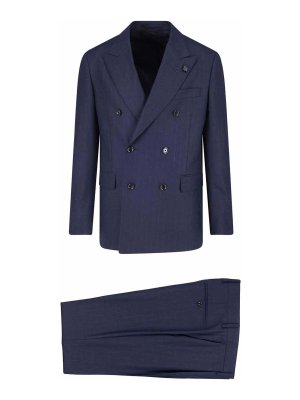 LARDINI: formal suits - Double-breasted suit in virgin wool