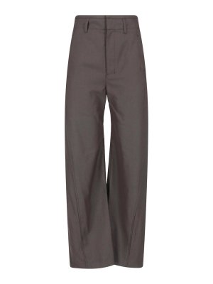 LEMAIRE: casual trousers - Wide Leg Wool Blend Trousers