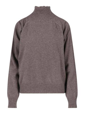 Maison Margiela: Strickpullover mit Rundhalsausschnitt - Rundhalspullover - Braun