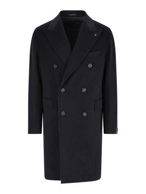 TAGLIATORE: knee length coats - Double-breasted virgin wool coat