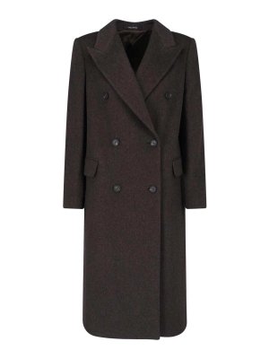 TAGLIATORE: knee length coats - Double-breasted virgin wool coat
