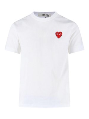 Comme des Garçons Play: t-shirts - T-Shirt With Rhinestone Logo