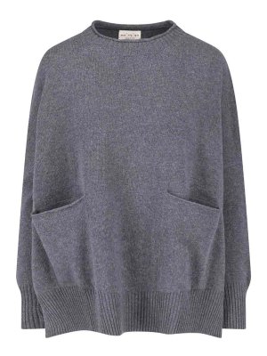 MA'RY'YA: Suéteres con cuello pico - Suéter Cuello Redondo - Gris
