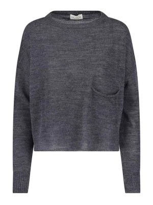 MA'RY'YA: Strickpullover mit Rundhalsausschnitt - Rundhalspullover - Grau