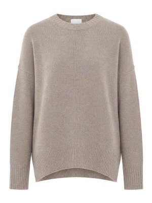 ALLUDE: Strickpullover mit Rundhalsausschnitt - Rundhalspullover - Beige
