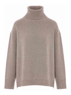 ALLUDE: Strickpullover mit Rundhalsausschnitt - Rundhalspullover - Beige