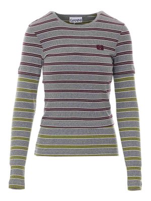 GANNI: Tops y camisetas sin mangas - Top - Gris